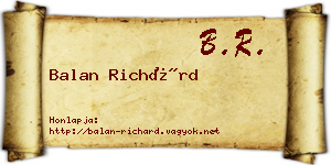 Balan Richárd névjegykártya