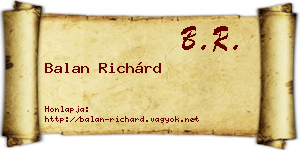 Balan Richárd névjegykártya
